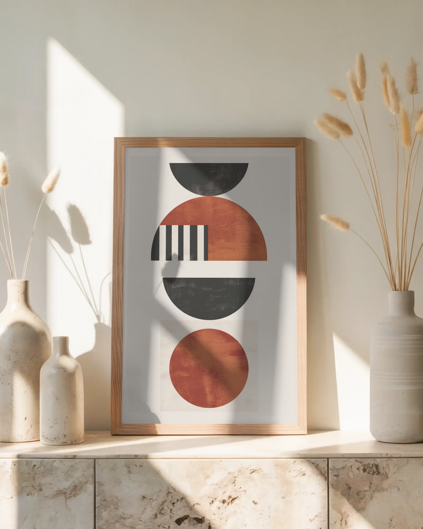 Geometric Totem I – “Balance” – Afro-Elegance Poster in Earth Tones