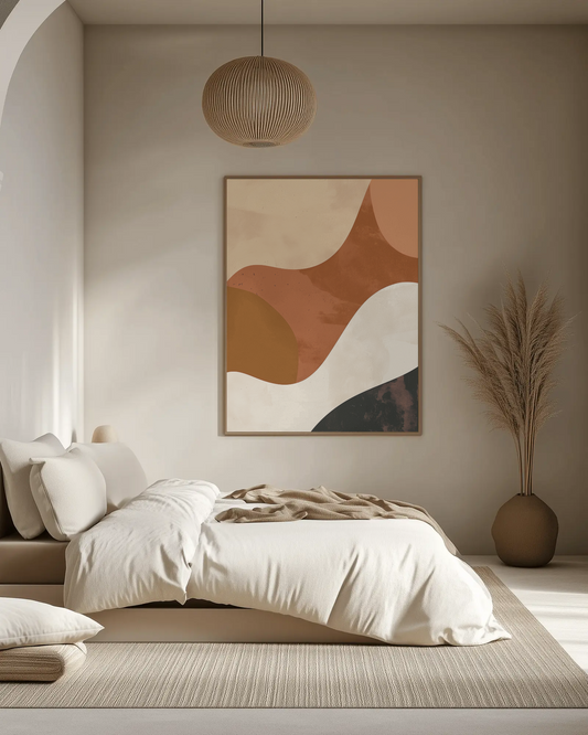 Afro Abstract Poster “Earth Waves” – Organic Forms in Warm Tones