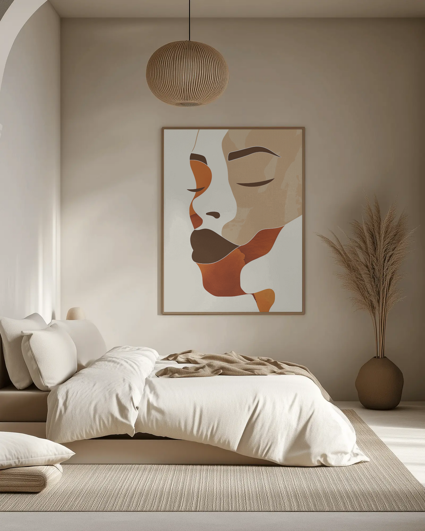 Afro Abstract Poster “Serenity” – Minimalist Female Profile in Earth Tones