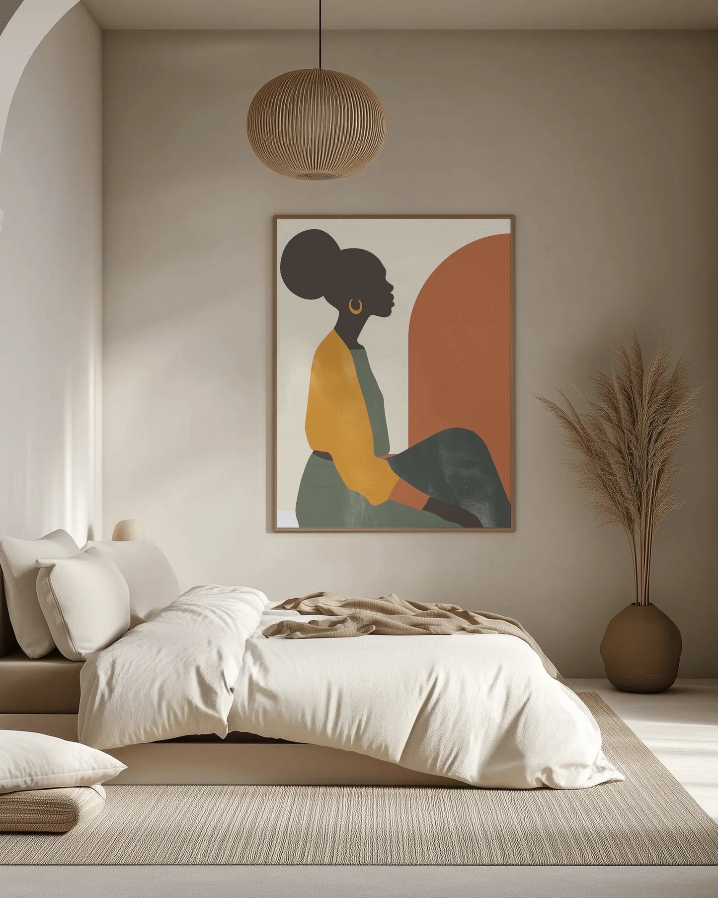 “Profile in Serenity” Poster – Afro-Elegance Minimalist Art in Earth Tones