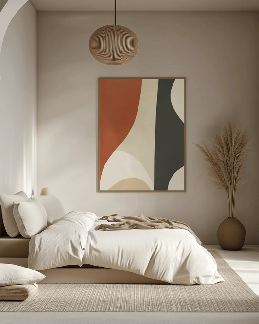 Abstract Poster “Mineral Flow” – Organic Forms in Black, Terracotta & Beige