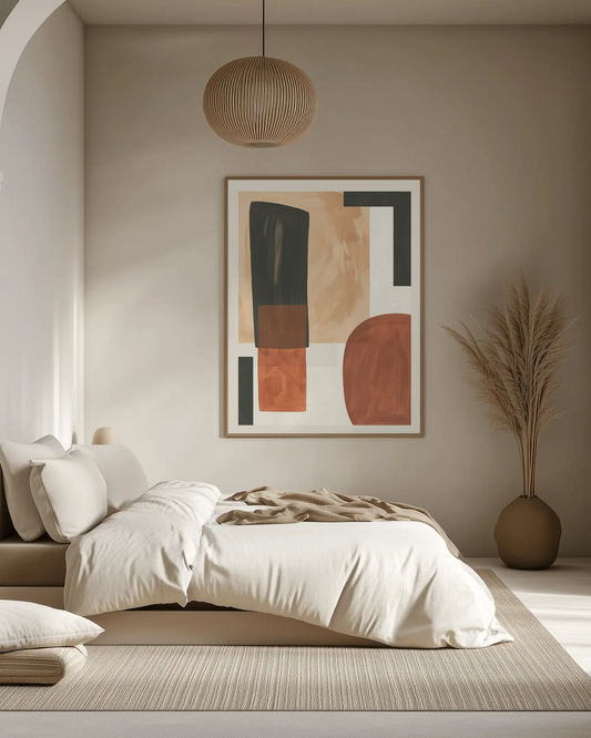 Abstract Poster “Raw Balance” – Geometric Forms in Earth & Black Tones
