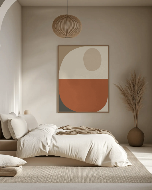 Abstract Poster “Earth Eclipse” – Minimalist Geometric Art in Terracotta & Beige