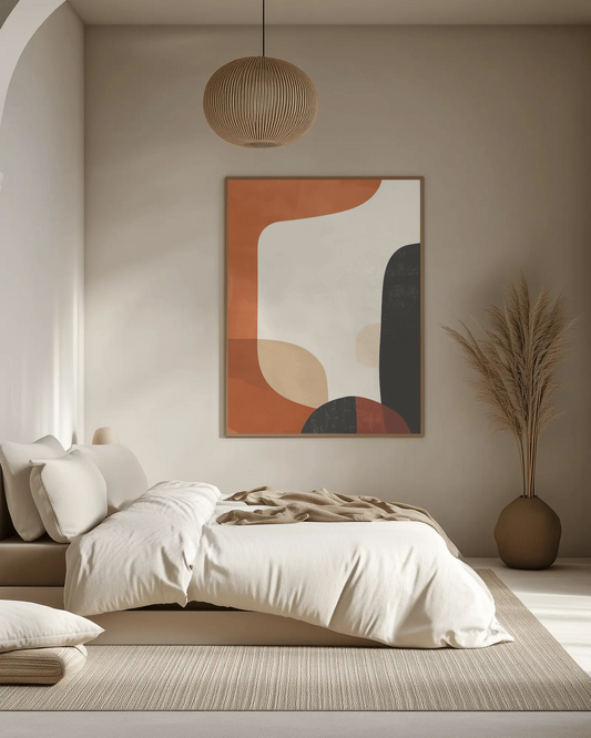 Abstract Poster “Broken Horizon” – Modern Geometric Forms in Terracotta & Black