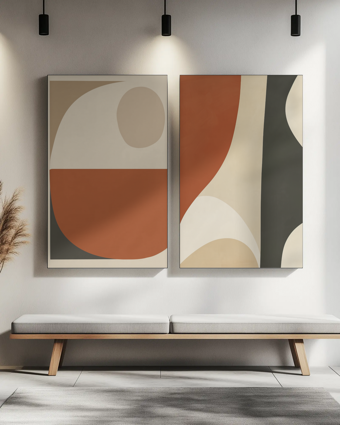 Abstract Poster “Earth Eclipse” – Minimalist Geometric Art in Terracotta & Beige